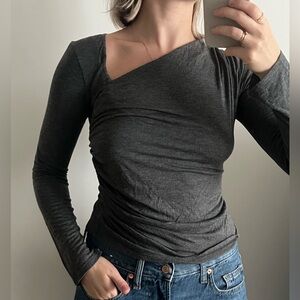 Gray Asymmetrical Long Sleeve Top Zara